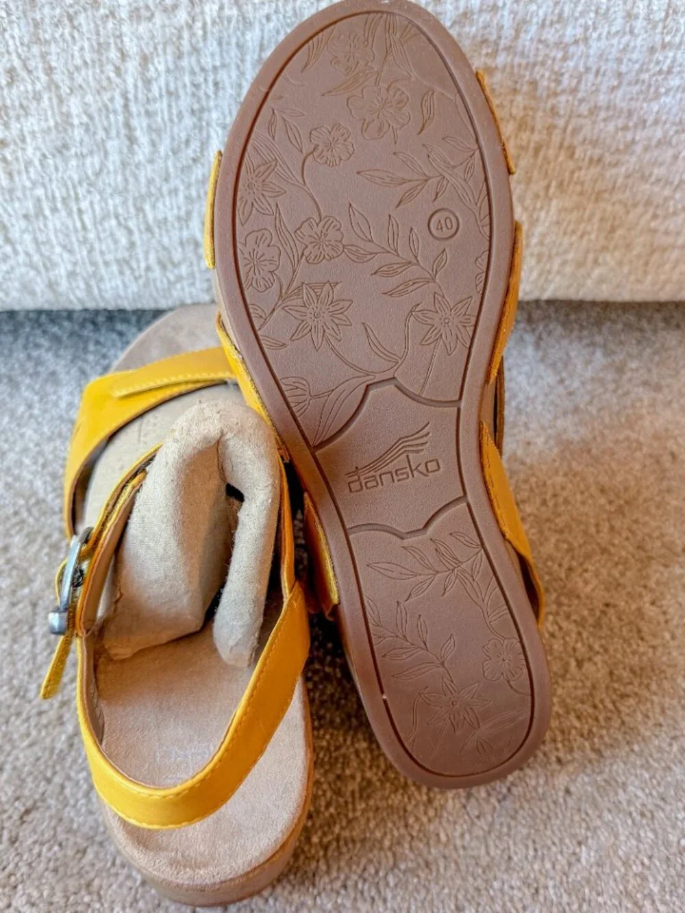 Dansko Laurie Yellow Burnished Leather Sandals - SIze 40